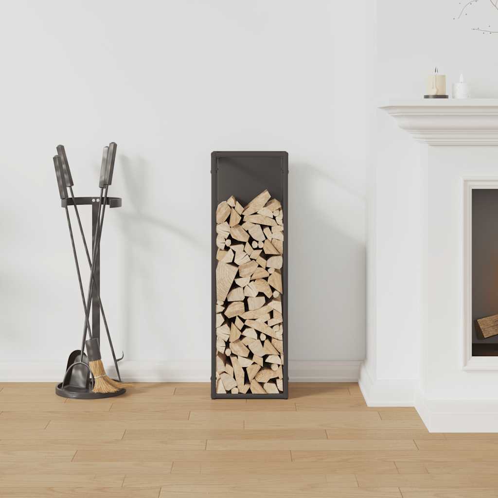 Vedstativ svart 25x25x80 cm kaldvalset stål vidaXL