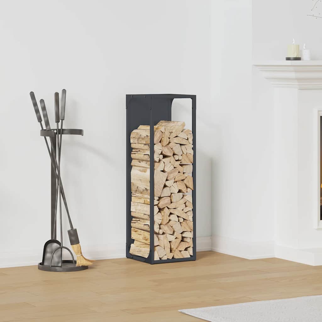 Vedstativ antrasitt 25x25x80 cm kaldvalset stål vidaXL
