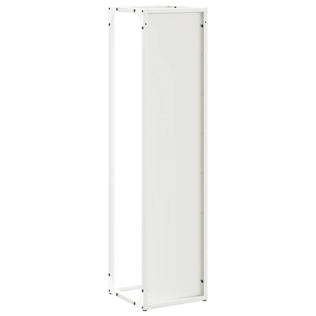 Vedstativ hvit 25x25x100 cm kaldvalset stål