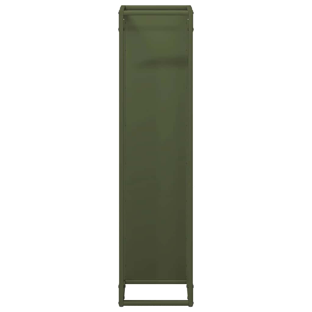 Vedstativ olivengrønn 25x25x100 cm kaldvalset stål