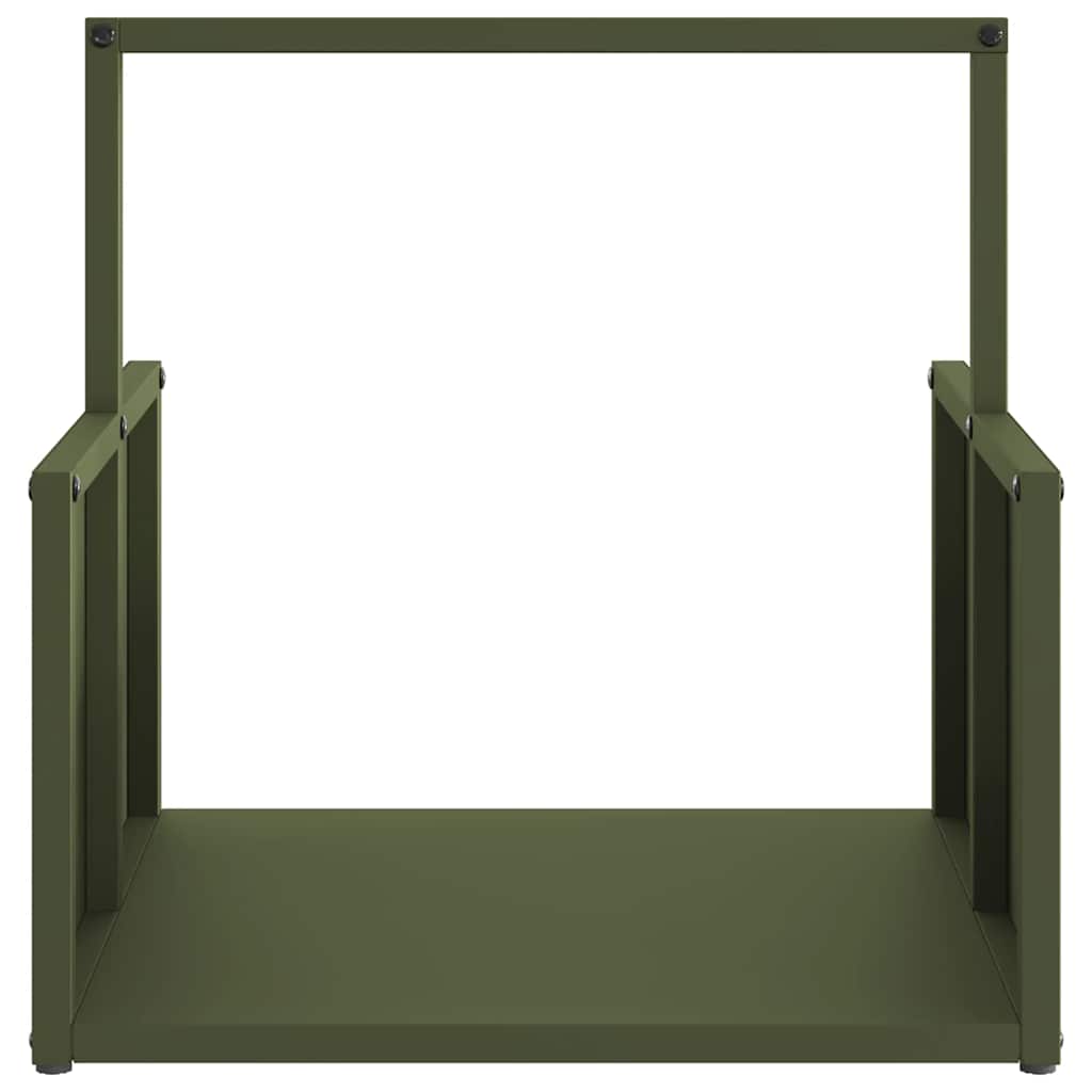 Vedstativ olivengrønn 40x40x40 cm kaldvalset stål