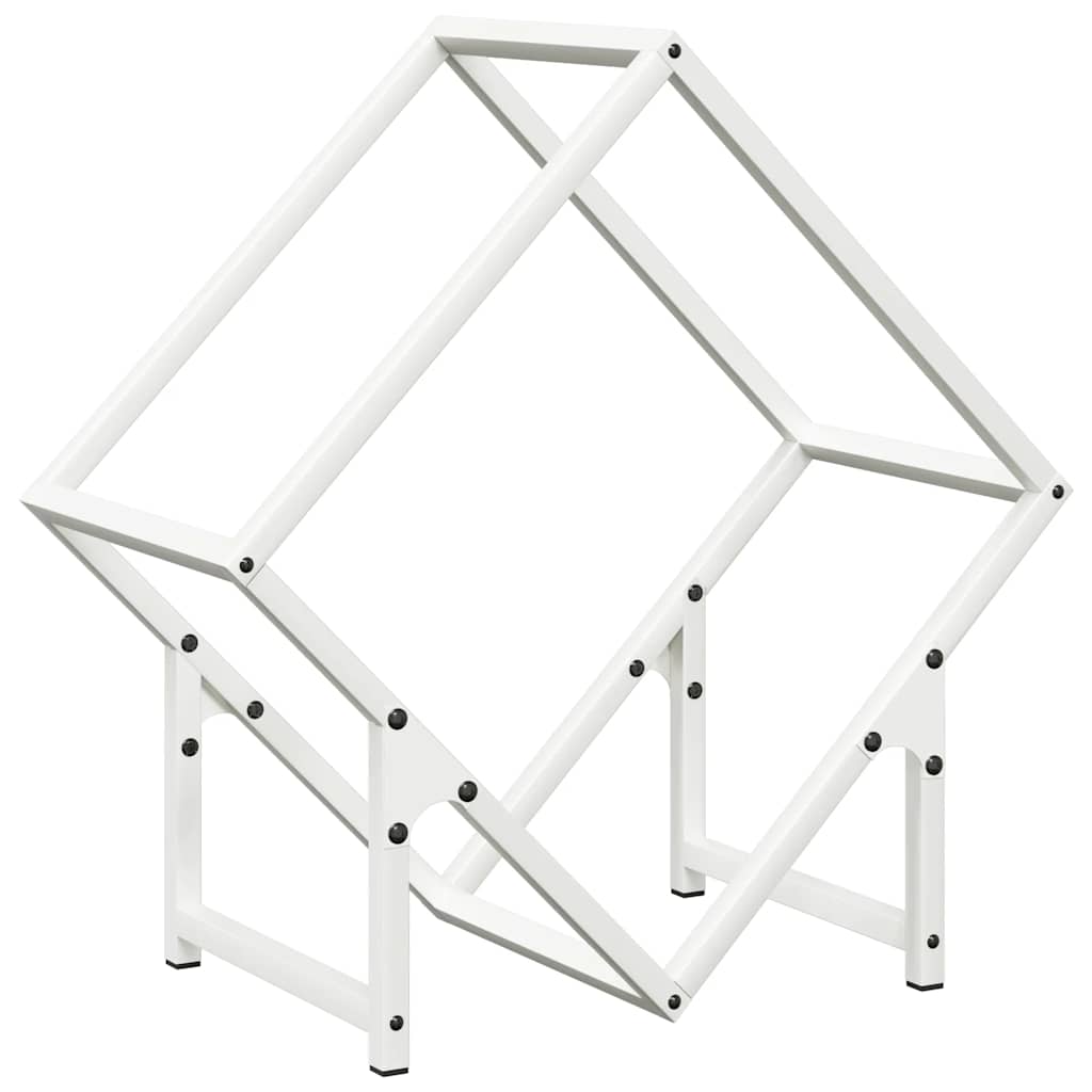 Vedstativ hvit 50x25x50 cm kaldvalset stål