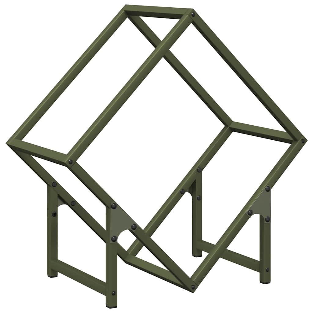 Vedstativ olivengrønn 50x25x50 cm kaldvalset stål