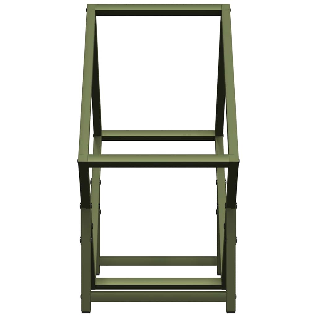 Vedstativ olivengrønn 50x25x50 cm kaldvalset stål