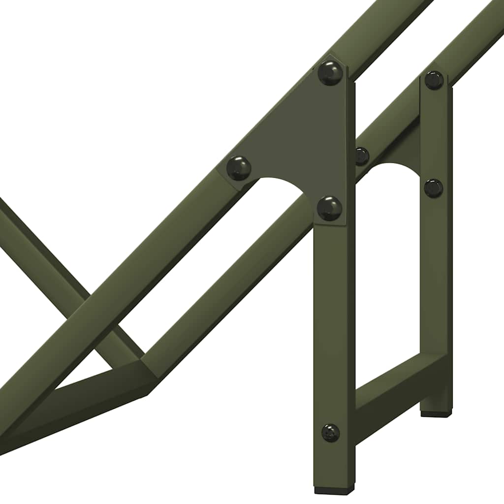 Vedstativ olivengrønn 50x25x50 cm kaldvalset stål