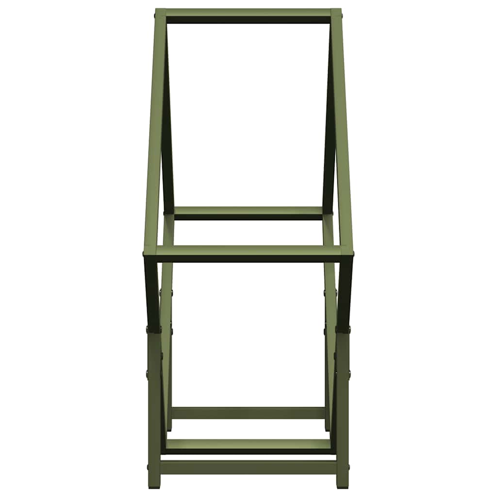 Vedstativ olivengrønn 60x25x60 cm kaldvalset stål