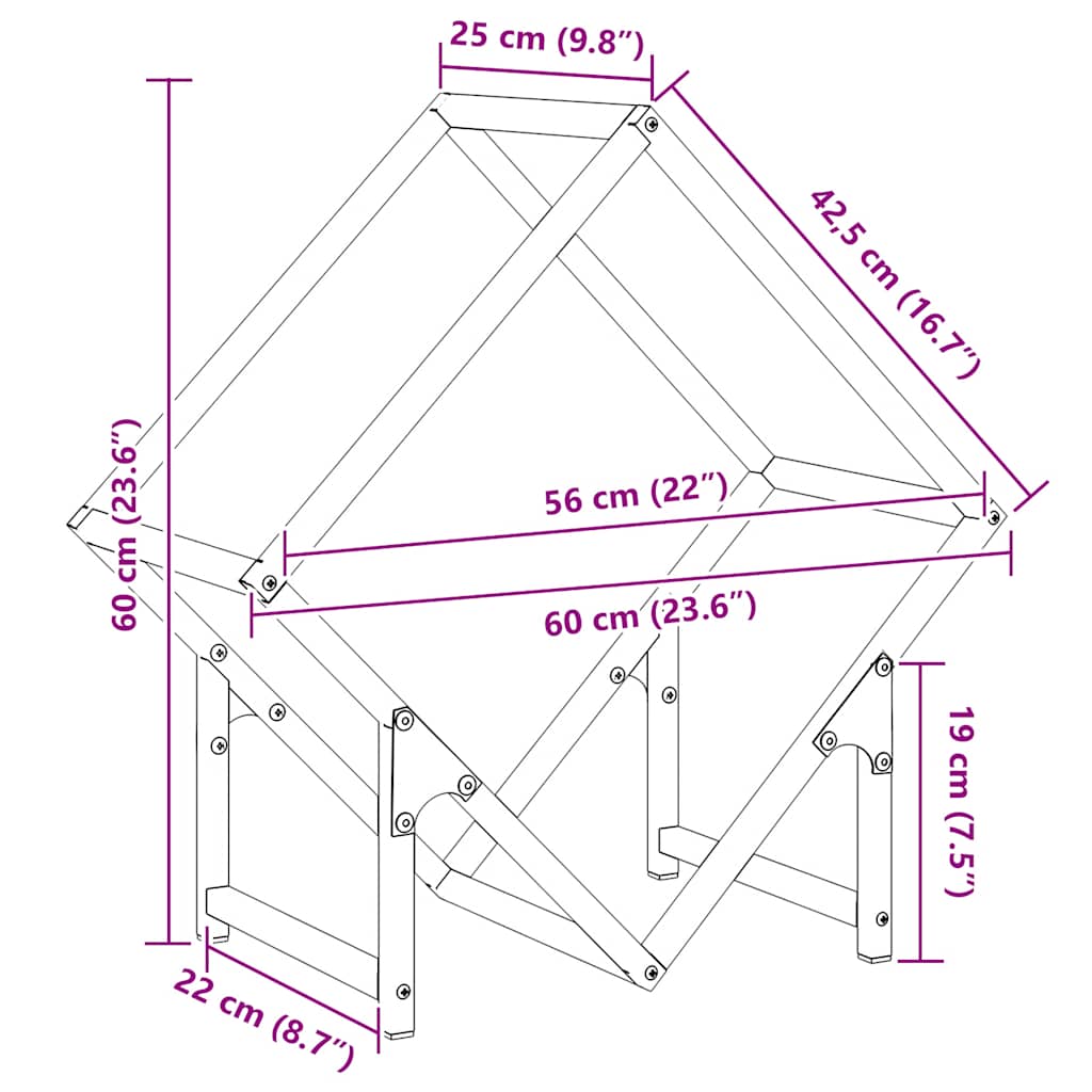 Vedstativ olivengrønn 60x25x60 cm kaldvalset stål