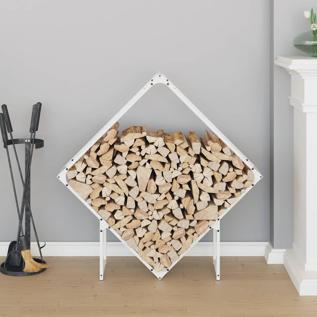 Vedstativ hvit 100x25x100 cm kaldvalset stål