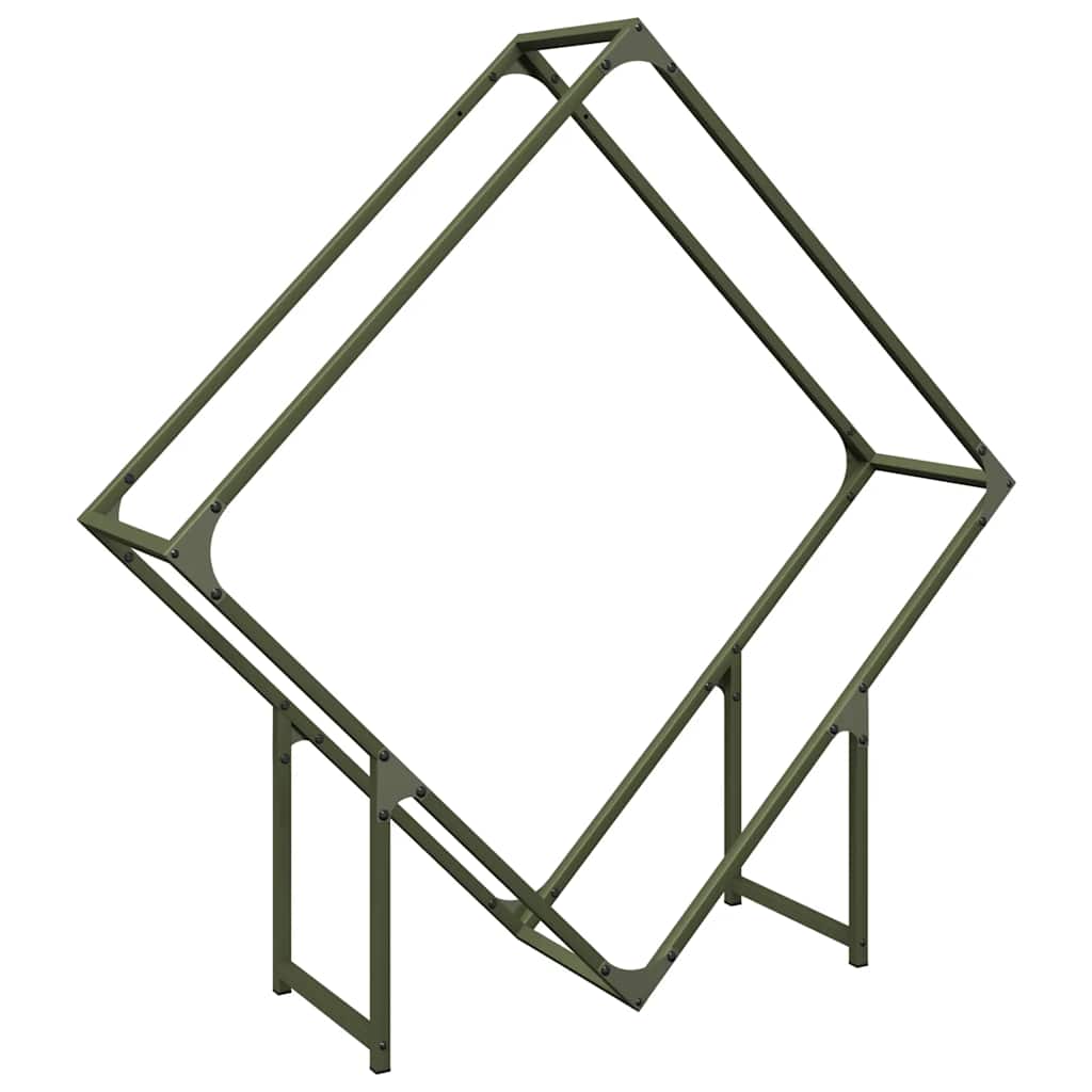 Vedstativ olivengrønn 100x25x100 cm kaldvalset stål