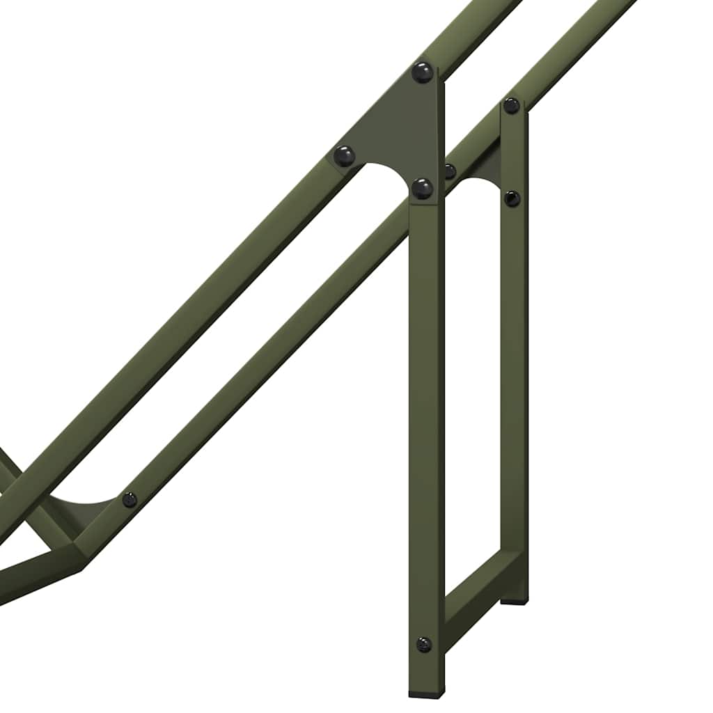 Vedstativ olivengrønn 100x25x100 cm kaldvalset stål