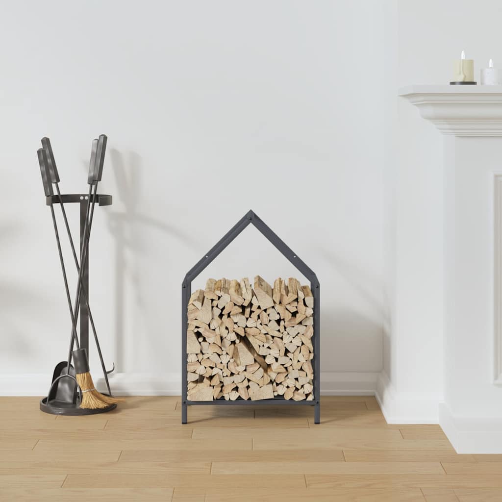 Vedstativ antrasitt 40x25x60 cm kaldvalset stål