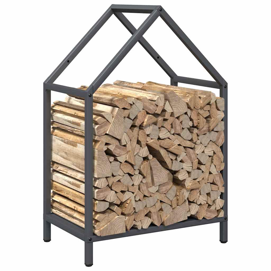 Vedstativ antrasitt 40x25x60 cm kaldvalset stål