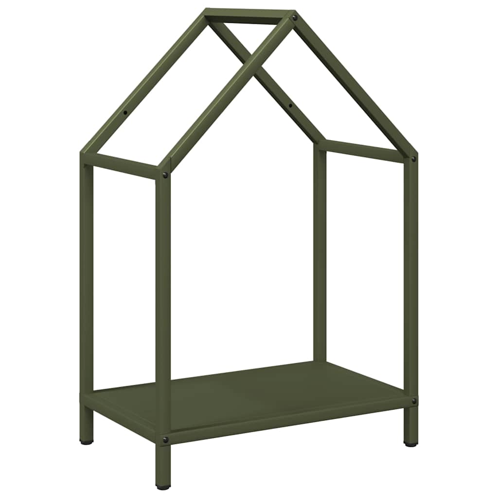 Vedstativ olivengrønn 40x25x60 cm kaldvalset stål