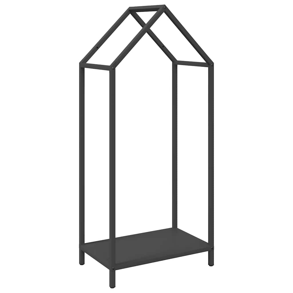 Vedstativ svart 40x25x90 cm kaldvalset stål