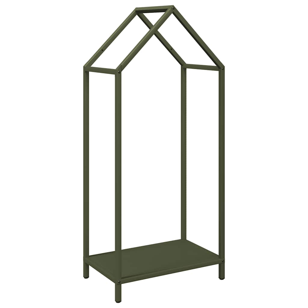 Vedstativ olivengrønn 40x25x90 cm kaldvalset stål