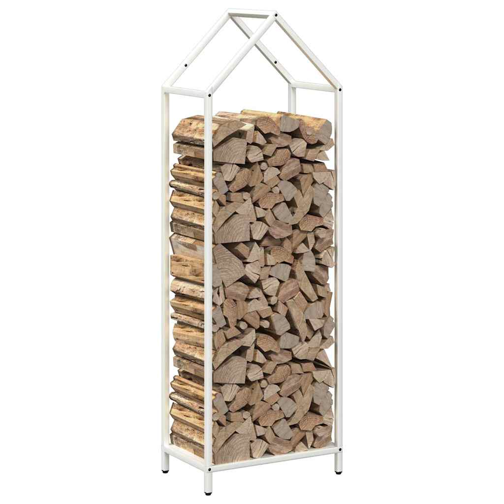 Vedstativ hvit 40x25x120 cm kaldvalset stål