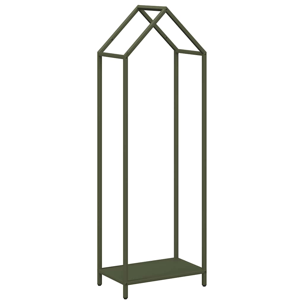 Vedstativ olivengrønn 40x25x120 cm kaldvalset stål