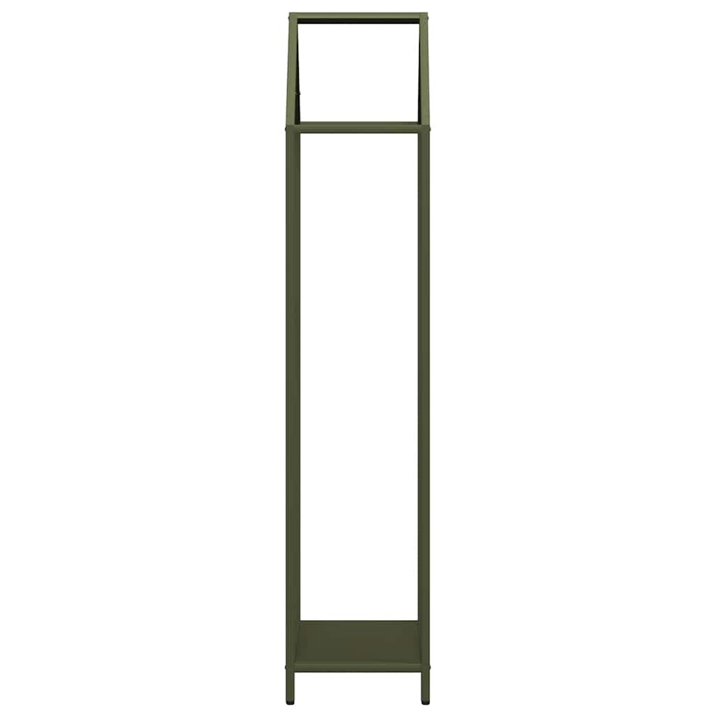 Vedstativ olivengrønn 40x25x120 cm kaldvalset stål