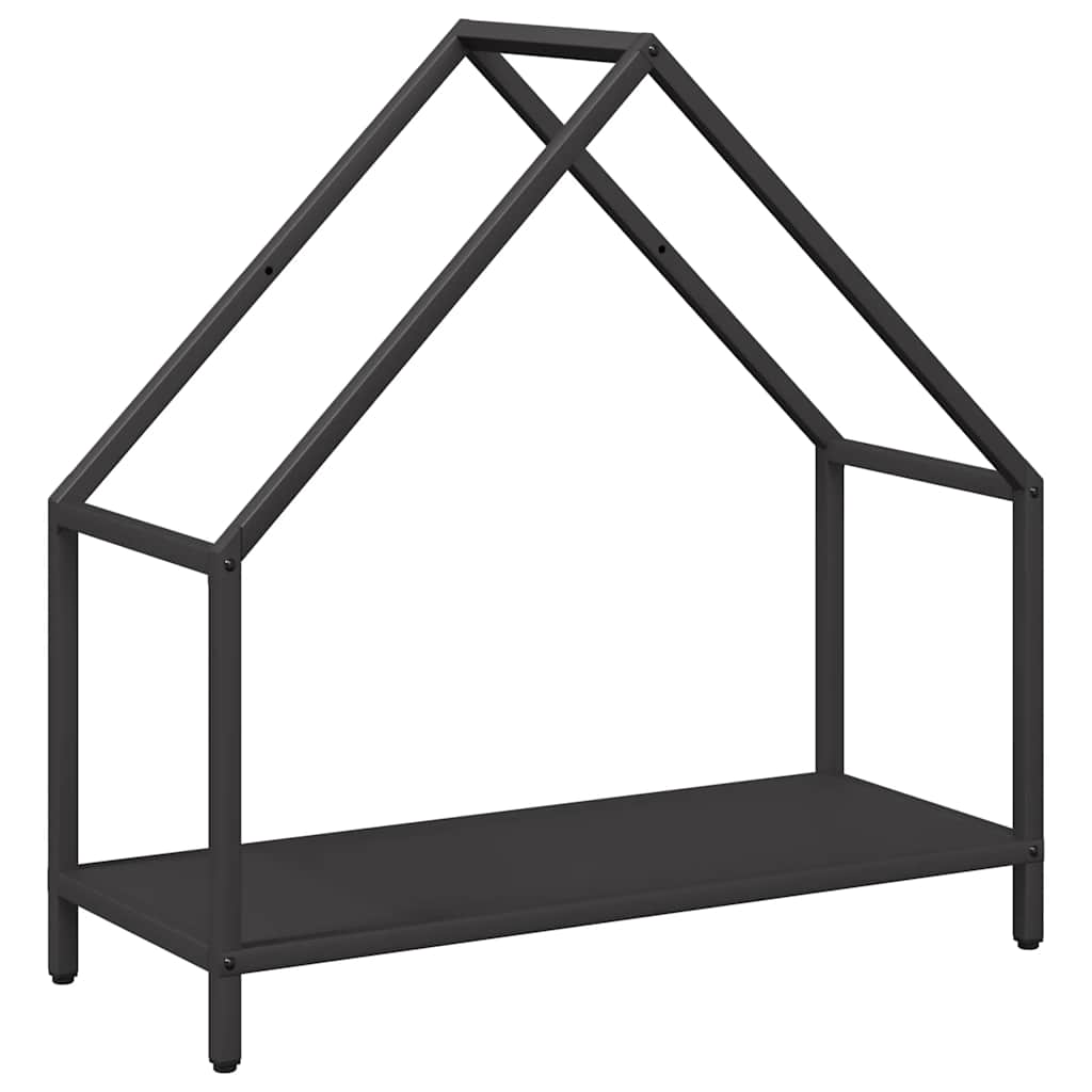 Vedstativ svart 60x25x60 cm kaldvalset stål