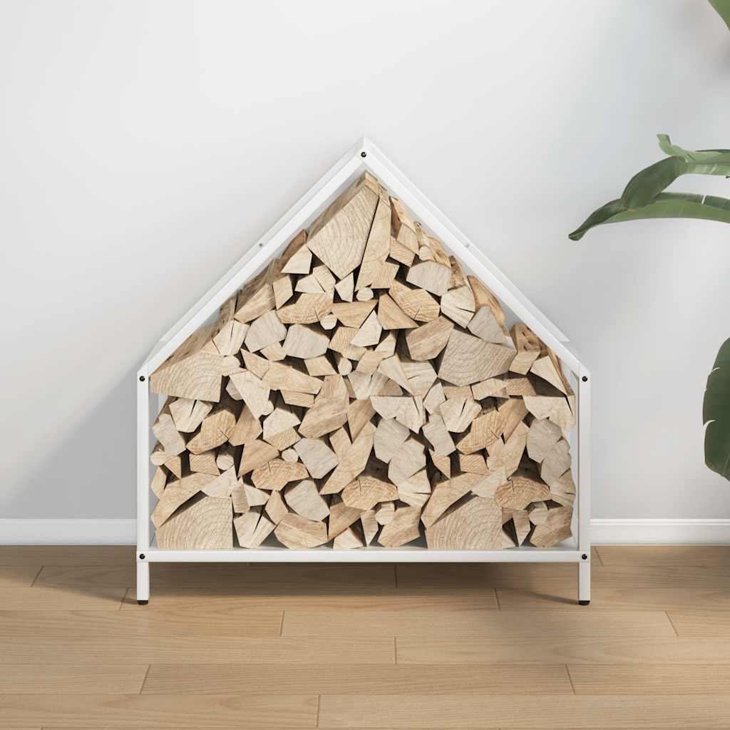 Vedstativ svart 60x25x60 cm kaldvalset stål