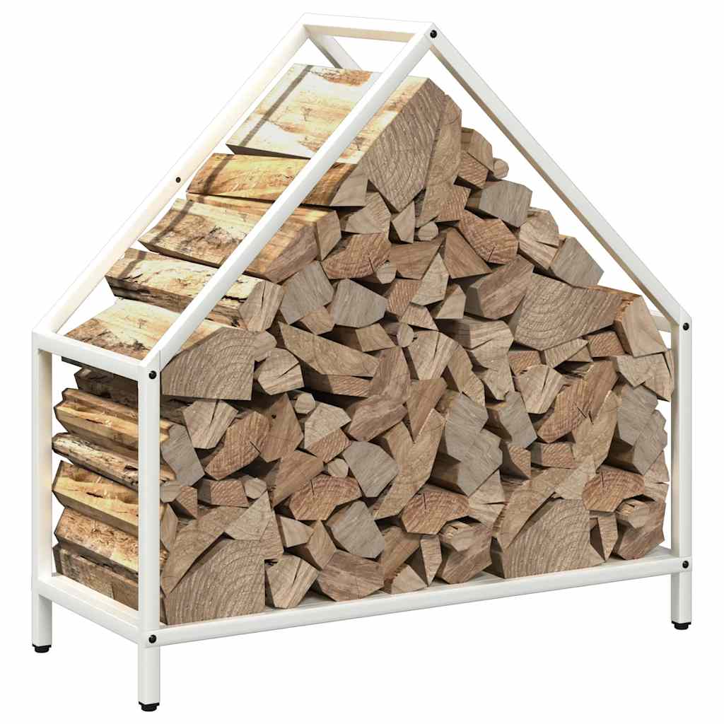 Vedstativ svart 60x25x60 cm kaldvalset stål