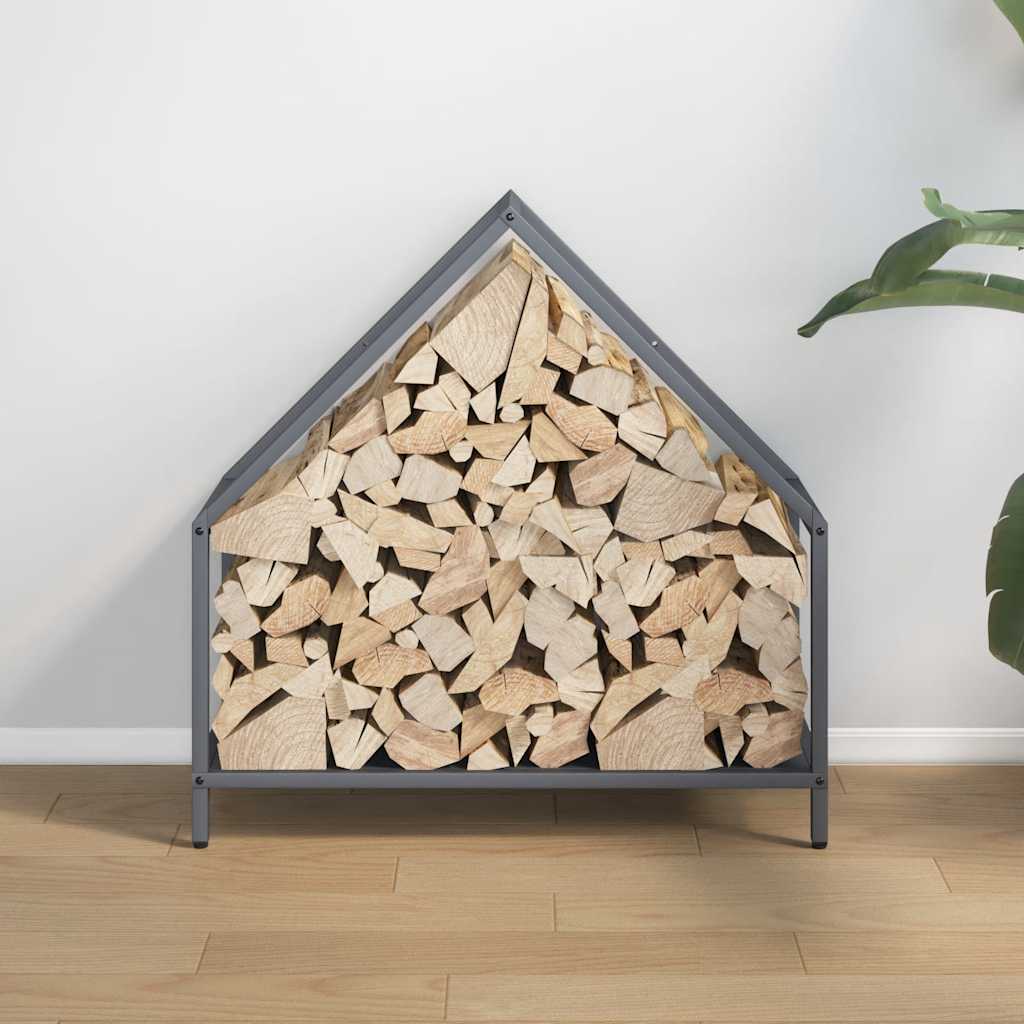 Vedstativ antrasitt 60x25x60 cm kaldvalset stål