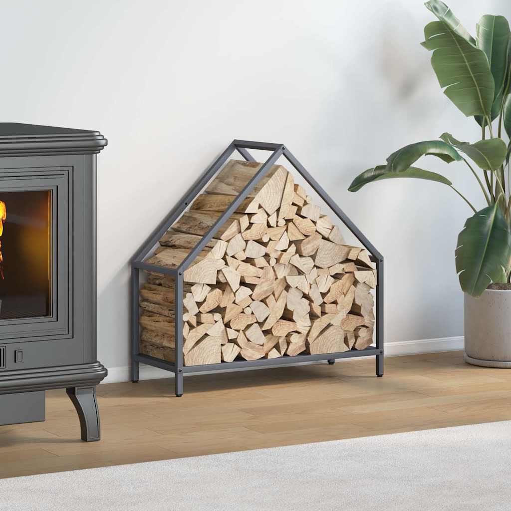 Vedstativ antrasitt 60x25x60 cm kaldvalset stål