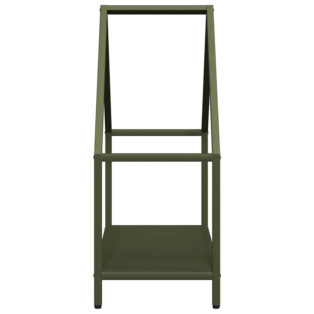 Vedstativ olivengrønn 60x25x60 cm kaldvalset stål