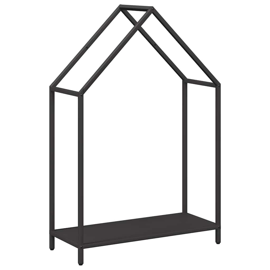 Vedstativ svart 60x25x90 cm kaldvalset stål