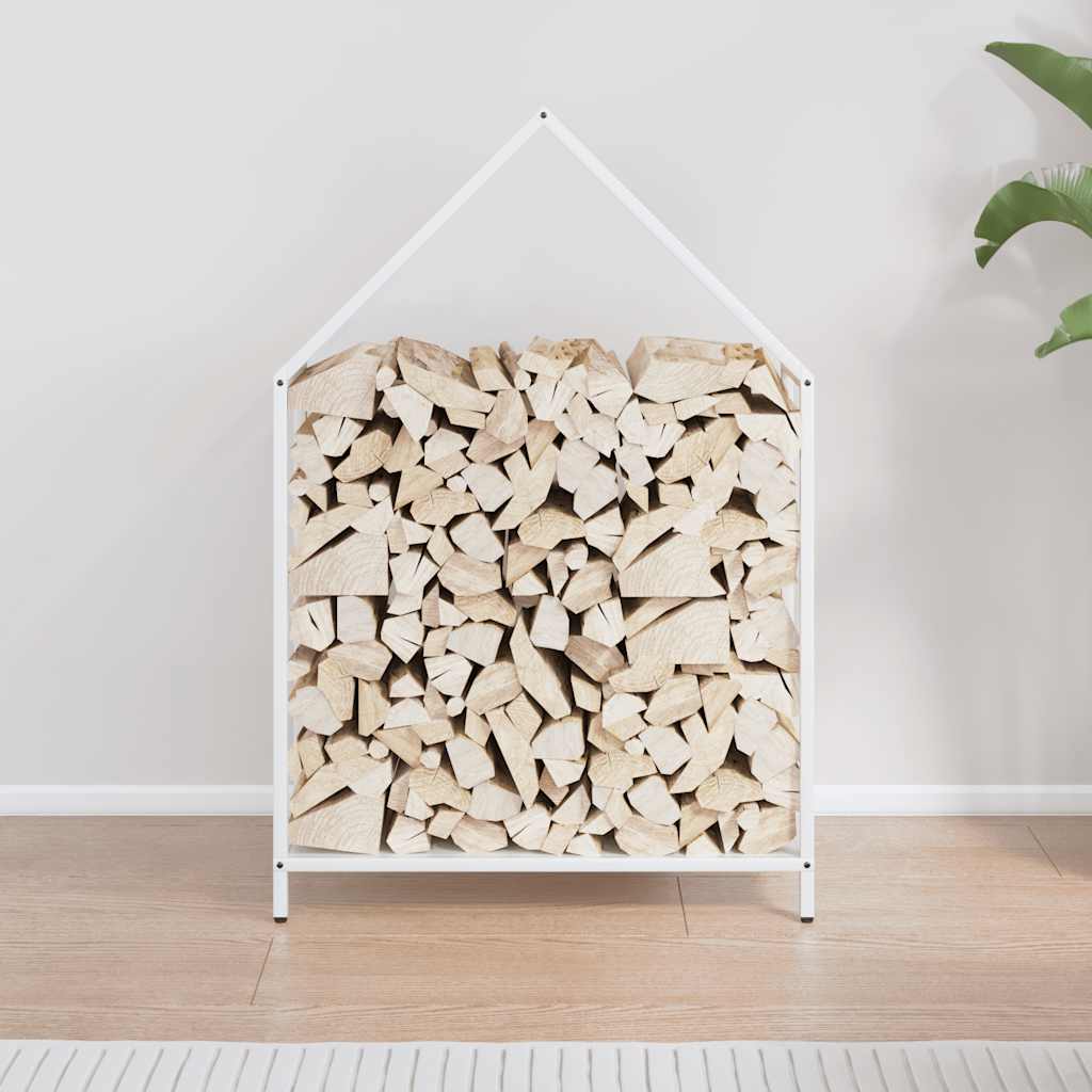 Vedstativ svart 60x25x90 cm kaldvalset stål