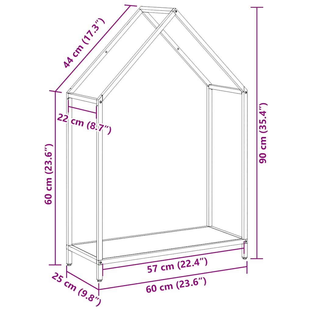 Vedstativ svart 60x25x90 cm kaldvalset stål