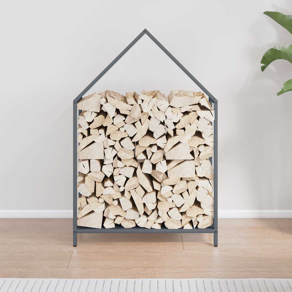Vedstativ antrasitt 60x25x90 cm kaldvalset stål
