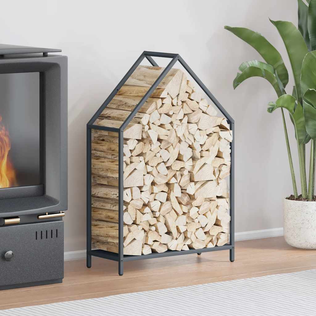 Vedstativ antrasitt 60x25x90 cm kaldvalset stål