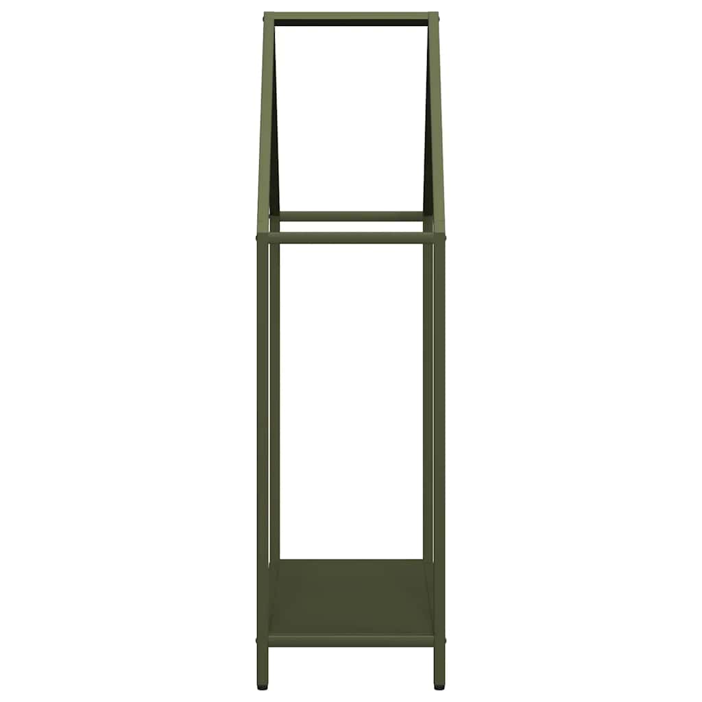 Vedstativ olivengrønn 60x25x90 cm kaldvalset stål