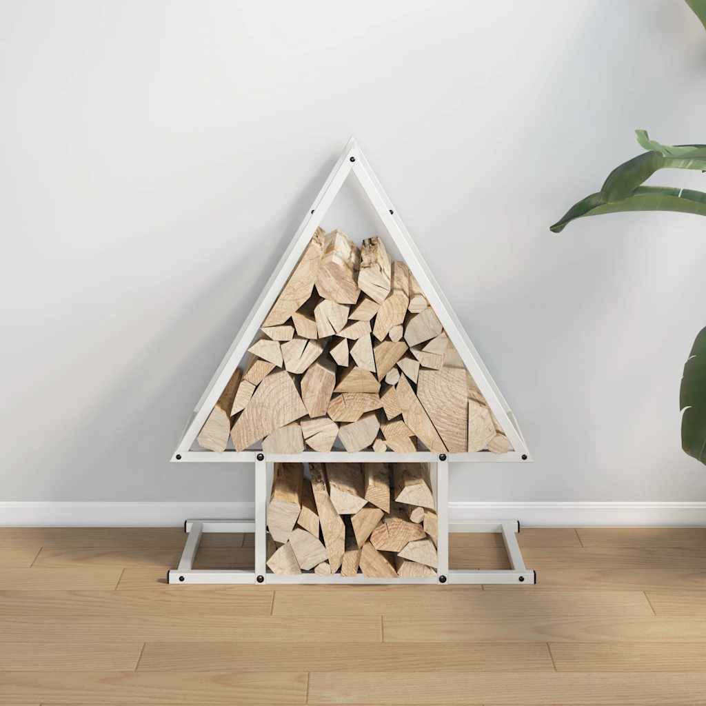 Vedstativ svart 50x25x60 cm kaldvalset stål