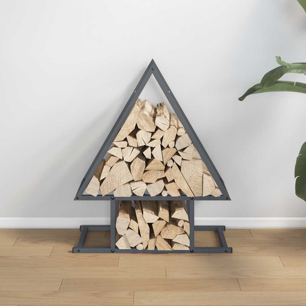 Vedstativ antrasitt 50x25x60 cm kaldvalset stål