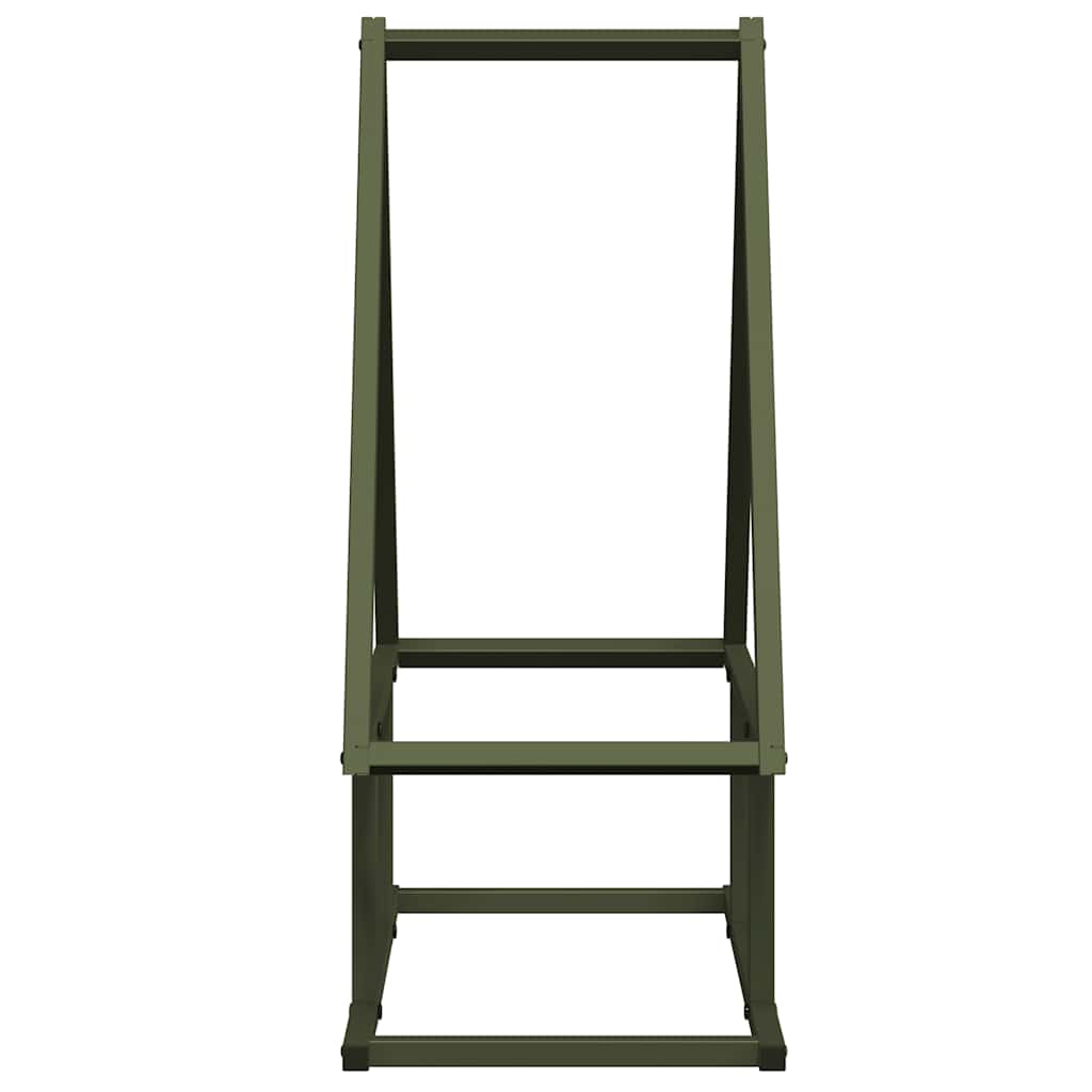 Vedstativ olivengrønn 50x25x60 cm kaldvalset stål