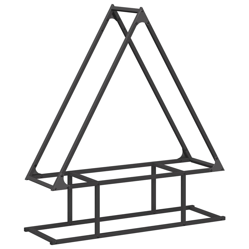 Vedstativ svart 80x25x90 cm kaldvalset stål