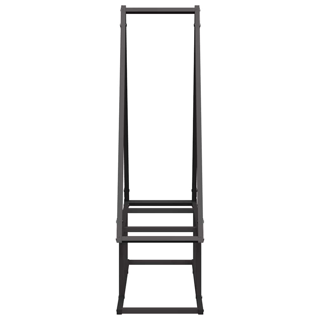 Vedstativ svart 80x25x90 cm kaldvalset stål