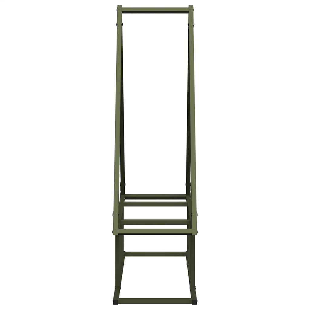 Vedstativ olivengrønn 80x25x90 cm kaldvalset stål
