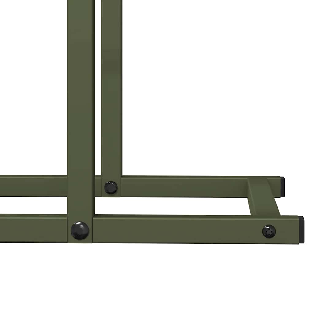 Vedstativ olivengrønn 80x25x90 cm kaldvalset stål