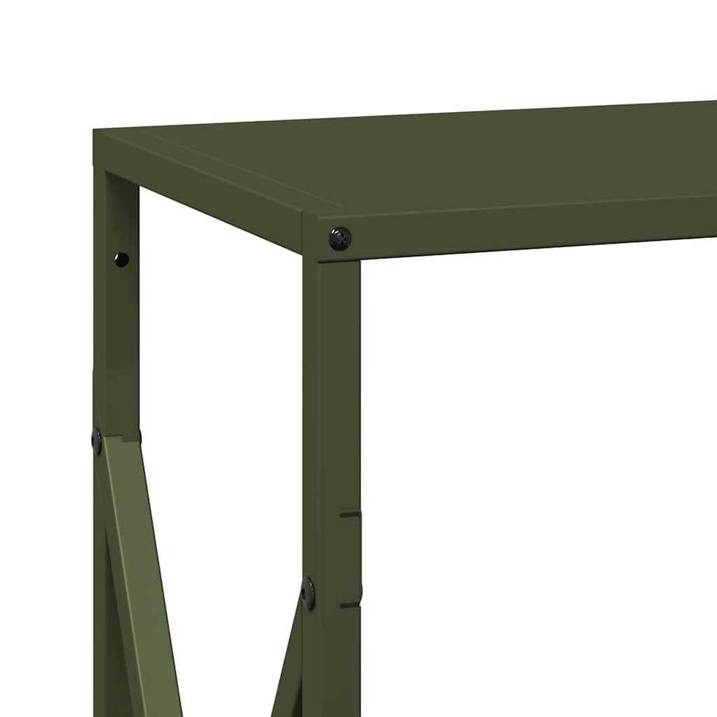 Vedstativ olivengrønn 34x25x70 cm kaldvalset stål