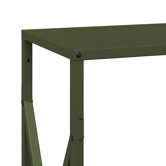 Vedstativ olivengrønn 34x25x70 cm kaldvalset stål