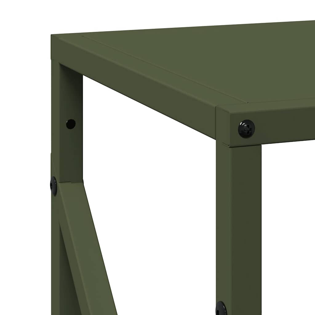 Vedstativ olivengrønn 34x25x100 cm kaldvalset stål