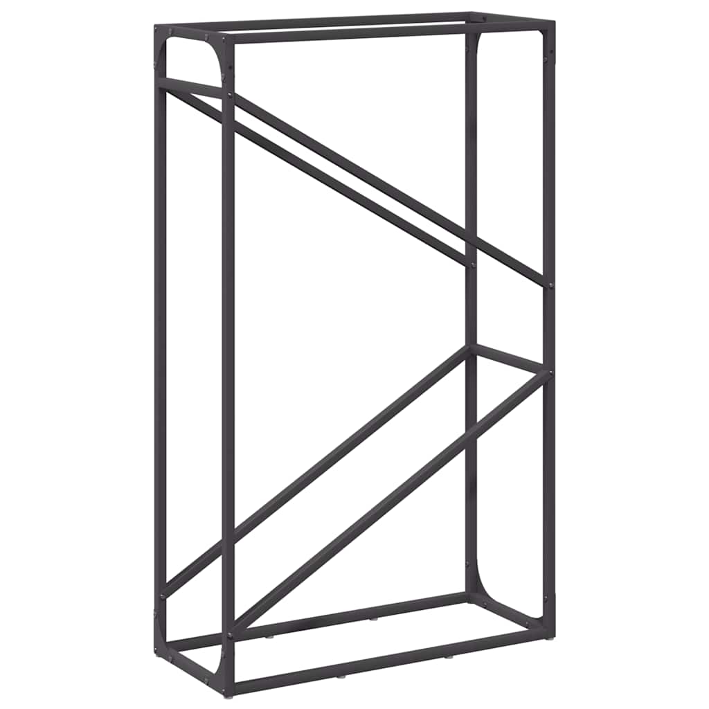 Vedstativ svart 60x25x100 cm kaldvalset stål