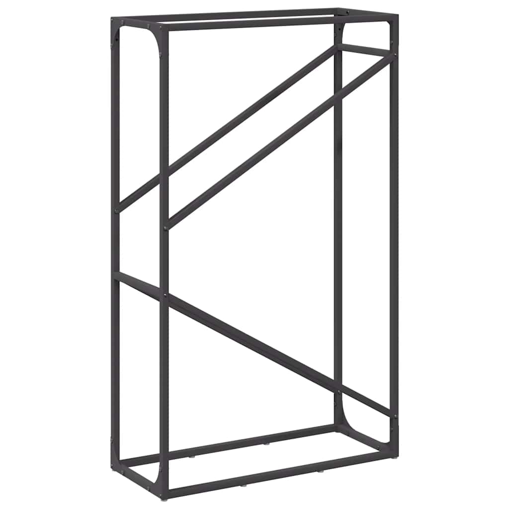 Vedstativ svart 60x25x100 cm kaldvalset stål