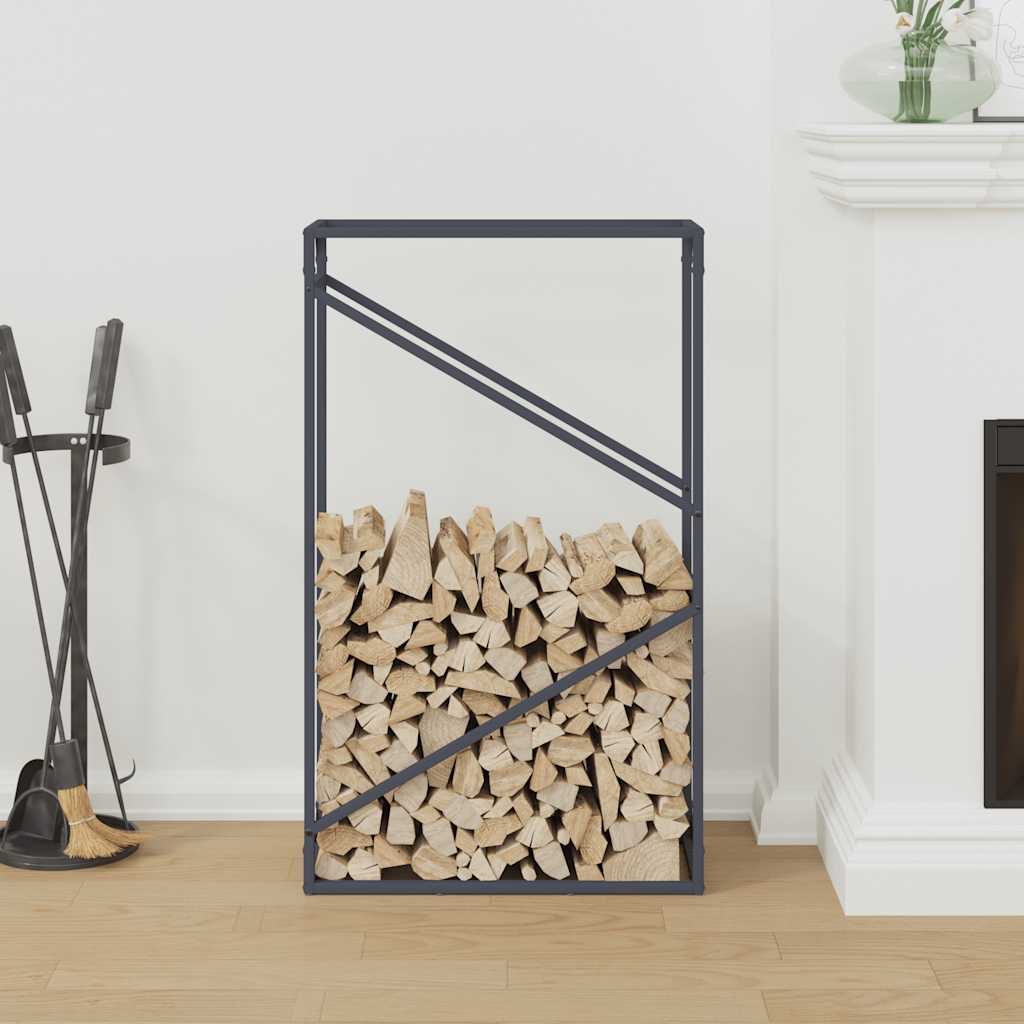 Vedstativ antrasitt 60x25x100 cm kaldvalset stål