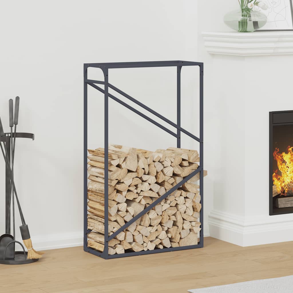 Vedstativ antrasitt 60x25x100 cm kaldvalset stål