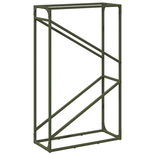 Vedstativ olivengrønn 60x25x100 cm kaldvalset stål