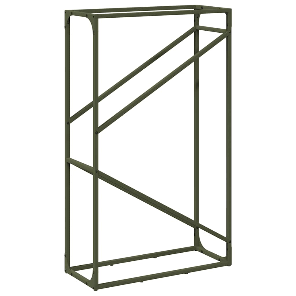 Vedstativ olivengrønn 60x25x100 cm kaldvalset stål